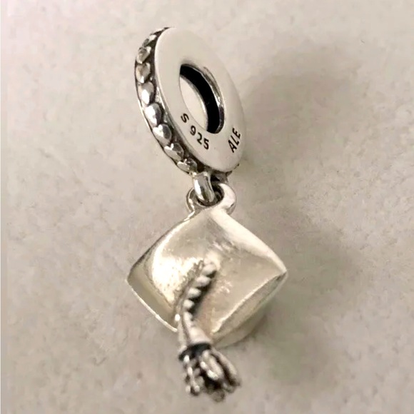 Pandora Jewelry - GRADUATION HAT Authentic PANDORA Silver HARD WORK PAYS OFF Dangle Charm